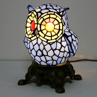 Vintage Tiffany Cartoon Parrot Resin Stained Glass 1-Light Table Lamp