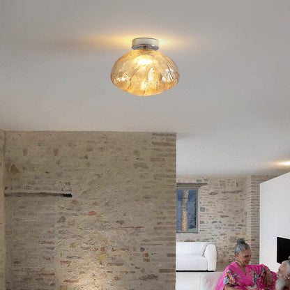 Nordic Creative Amber Glass Cloud Design LED Semi-Flush Mount Ceiling Light