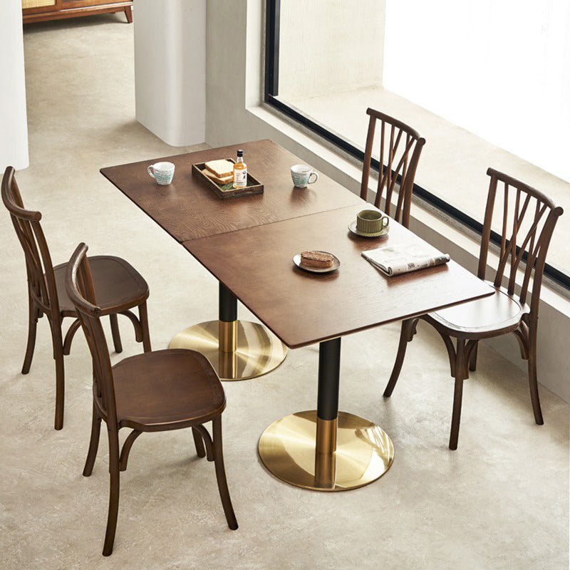 Traditional Vintage Round Rectangular Crossover Wood Dining Chair Backrest For Dining Room