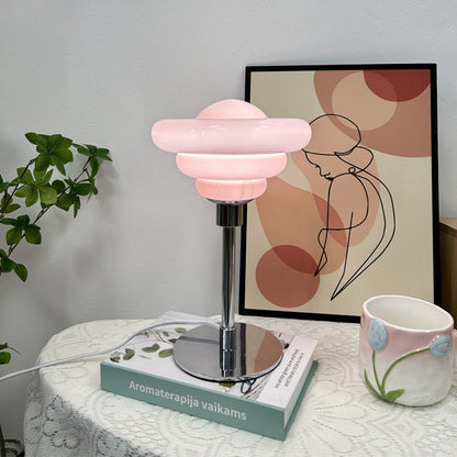 Modern Art Deco Metal Glass Ripple Gyro 1-Light Table Lamp For Bedside