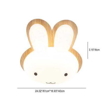 Modern Funny Bunny Kids Iron Acrylic LED Flush Mount Light