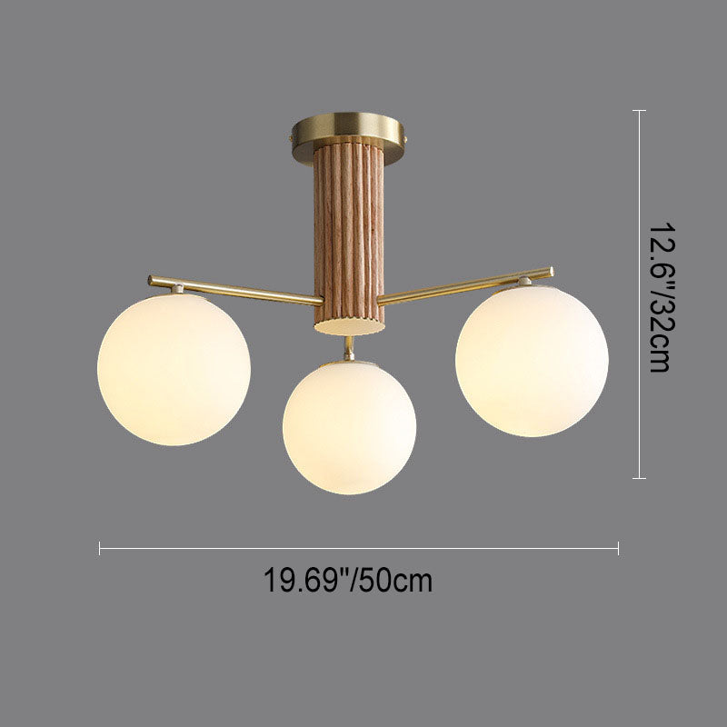 Modern Creative Minimalist Copper Glass Sphere 3/5-Light Semi-Flush Mount Ceiling Light