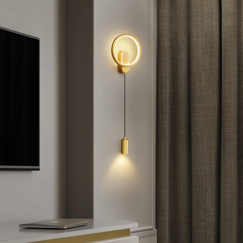 مصباح حائط LED دائري صناعي مصنوع بالكامل من النحاس 