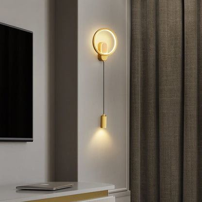 مصباح حائط LED دائري صناعي مصنوع بالكامل من النحاس 