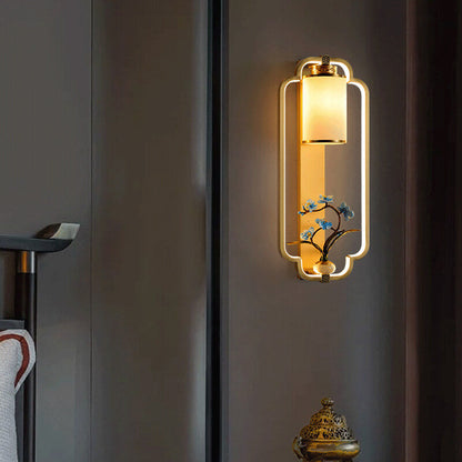 مصباح حائط LED بتصميم عقدة حلقية من النحاس الصيني الحديث 