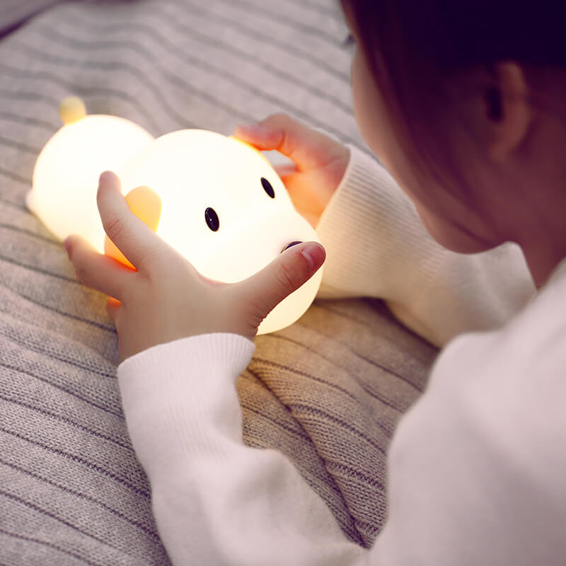 Cartoon Dumb Dog Silicone LED Pat Night Light Table Lamp