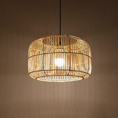 Chinese Minimalist Rustic Bamboo Art 1-Light Pendant Light