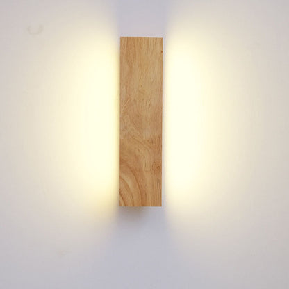 Japanese Minimalist Log Rectangular Flat Rotatable LED Wall Sconce Lamp