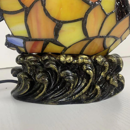 European Retro Creative Tiffany Fish Iron Glass 1-Light Table Lamp