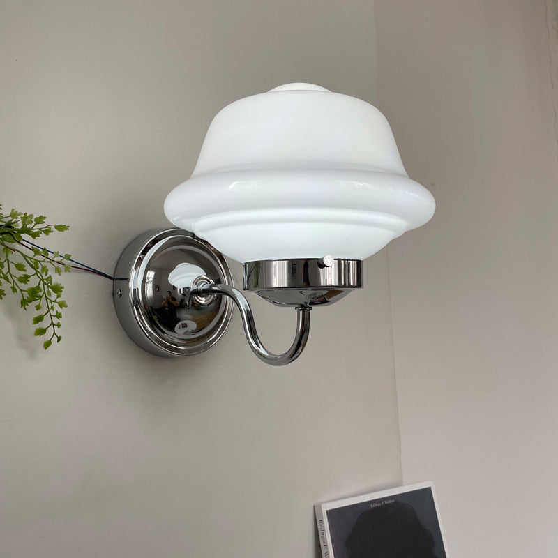 Contemporary Retro Round Clouds Iron Glass 1-Light Wall Sconce Lamp For Bedroom