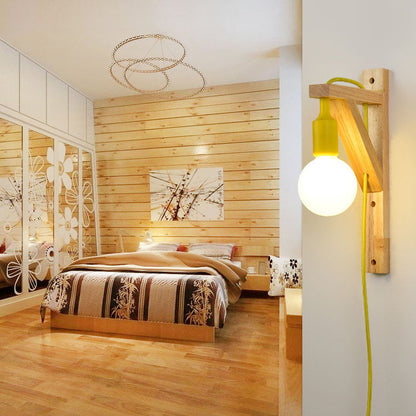 Modern Creative Wood 1-Light Wall Sconce Lamp