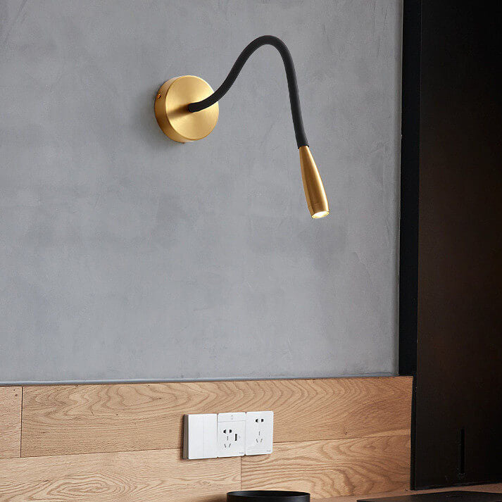 Simple Hose Spotlight Brass LED Reading Wall Sconce Lamp