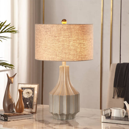 European Minimalist Solid Color Resin Fabric 1-Light Table Lamp