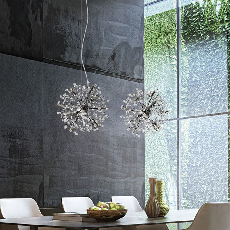 Contemporary Nordic Light Luxury Round Ball Stainless Steel Crystal LED Chandelier For Hallway