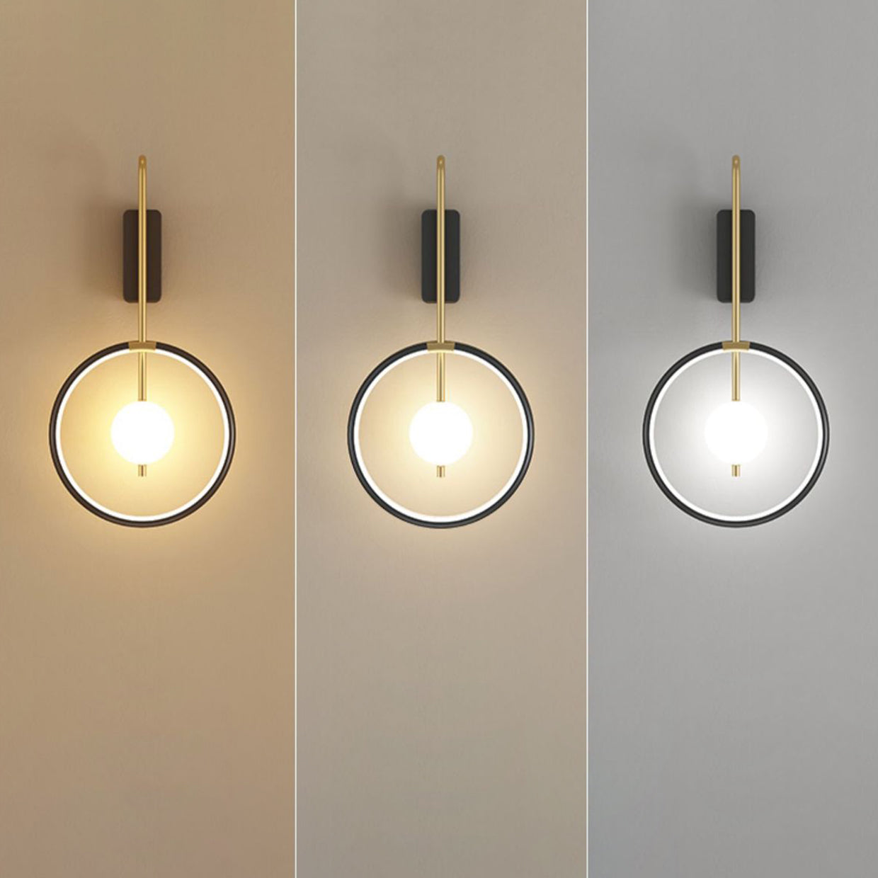 Modern Simplicity Aluminum Circle Ring Silicone Strip LED Wall Sconce Lamp For Living Room