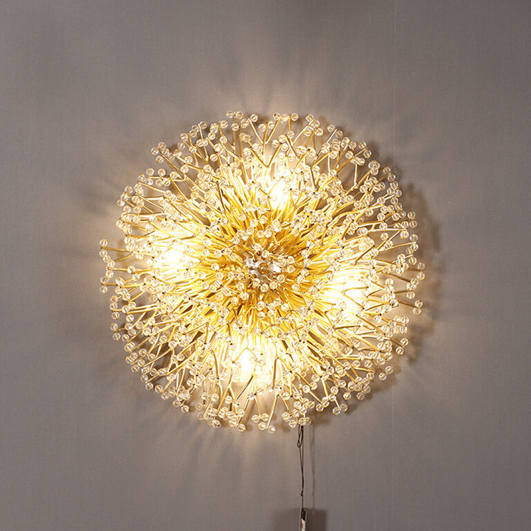 Modern Luxury Crystal Dandelion Aluminum 4-Light Wall Sconce Lamp