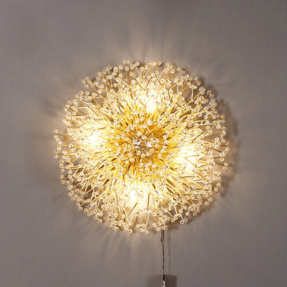 Modern Luxury Crystal Dandelion Aluminum 4-Light Wall Sconce Lamp