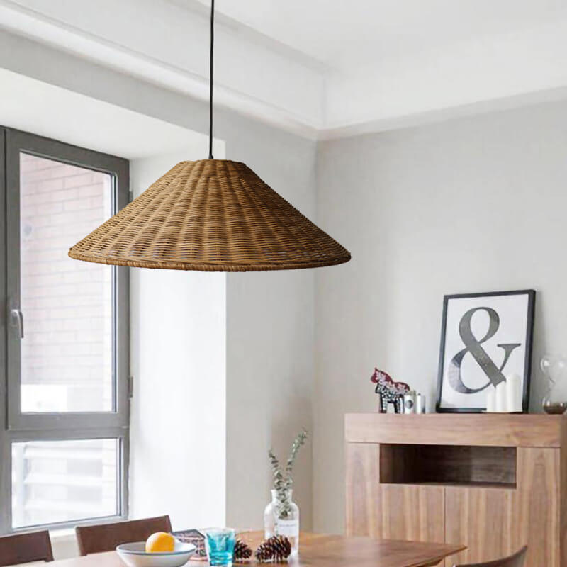 Japanese Vintage Wabi-sabi Rattan Weaving 1-Light Pendant Light
