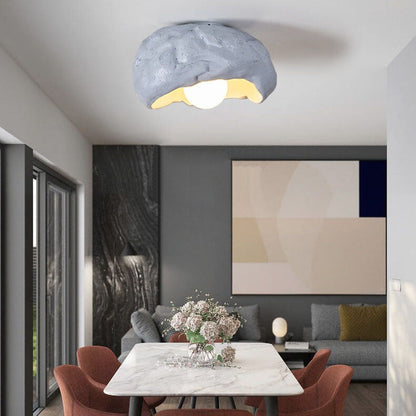 Japanese Creative Resin Rock Texture 1-Light Flush Mount Ceiling Light