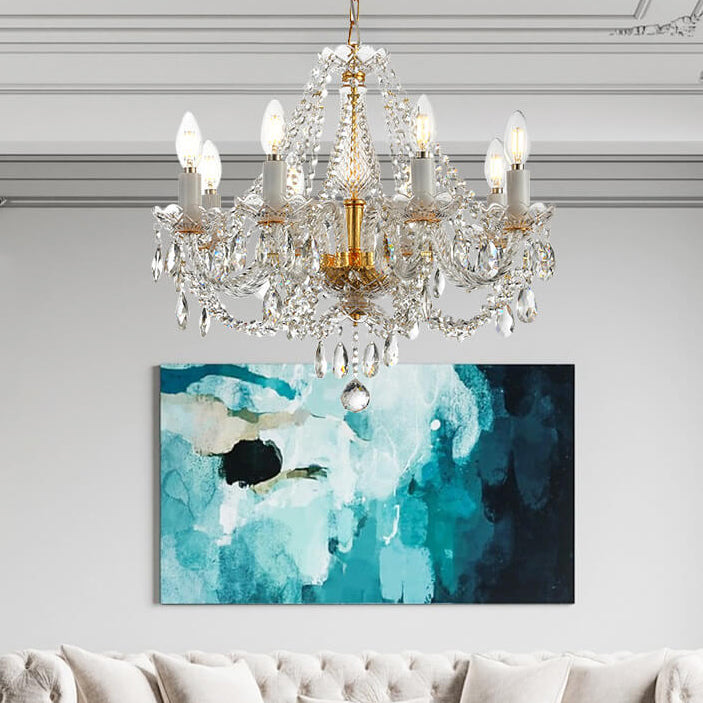 Modern European Style Crystal Pendant 8-Light Chandelier