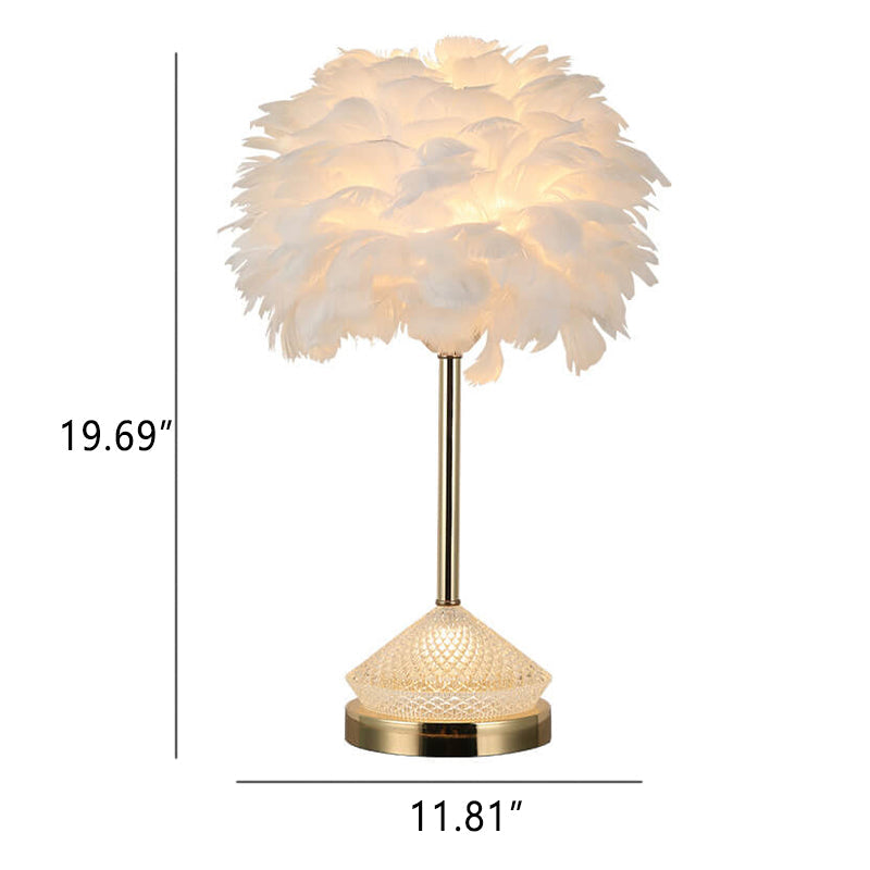 Modern Simple Feather Shade Diamond Acrylic Decorative 1-Light Table Lamp
