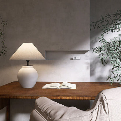 Modern Japanese Metal Ceramic Pot 1-Light Table Lamp
