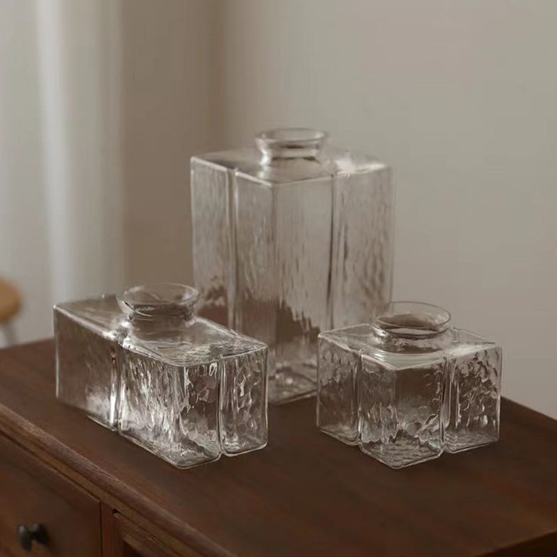 Traditional Japanese Glass Cube Shade Brass 1-Light Pendant Light For Living Room