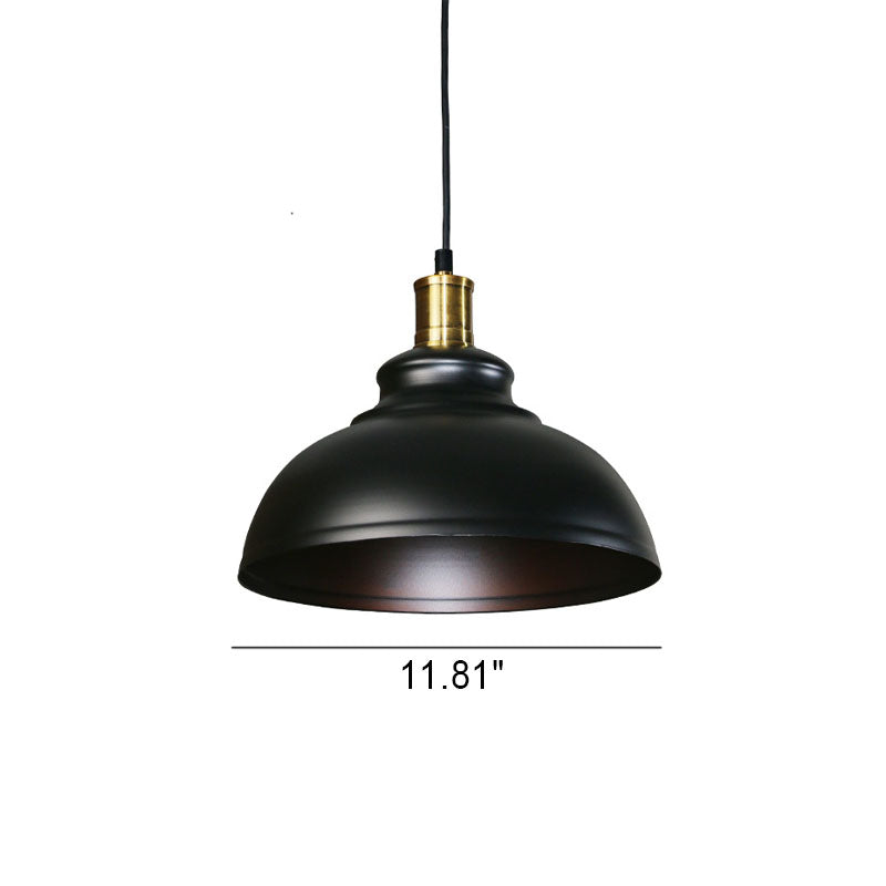 Industrial Simple Dome Round Pot Lid Iron 1-Light Pendant Light