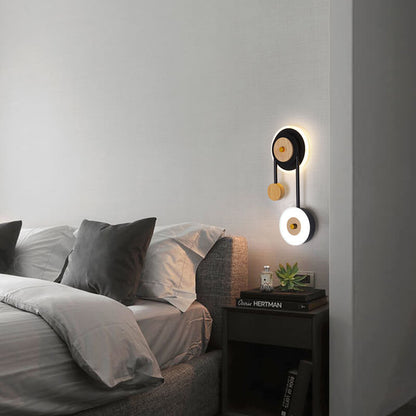 Nordic Creative Round Wood Acrylic Ring LED Wall Sconce Lamp