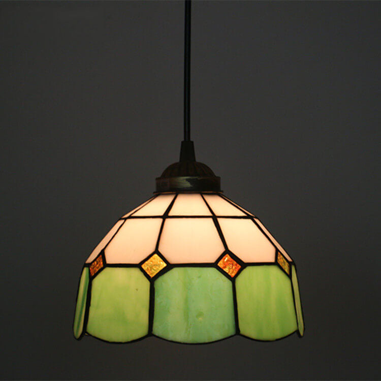 Tiffany Stained Glass Dome Shade European 1-Light Pendant Light