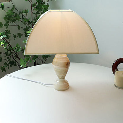 Vintage French Cone Fabric Jade Base 1-Light Table Lamp