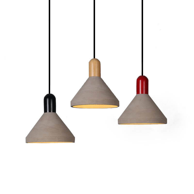 Industrial Style Solid Wood Cement 1-Light Pendant Light