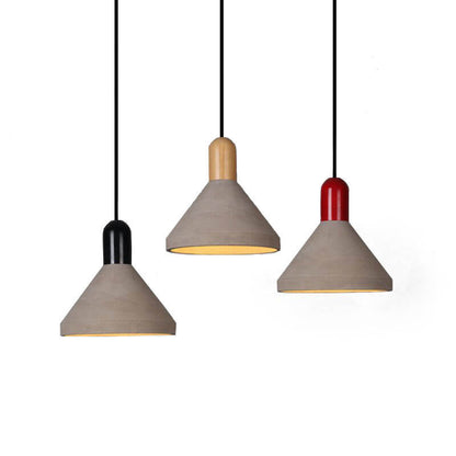 Industrial Style Solid Wood Cement 1-Light Pendant Light