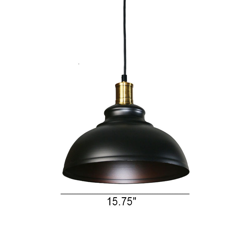 Industrial Simple Dome Round Pot Lid Iron 1-Light Pendant Light