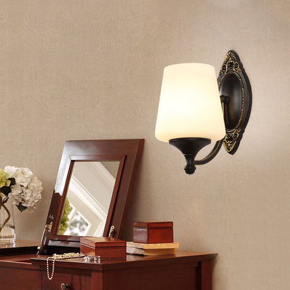 Scandinavian Modern Minimalist Flower Cup Glass Hardware 1-Light Wall Sconce Lamp
