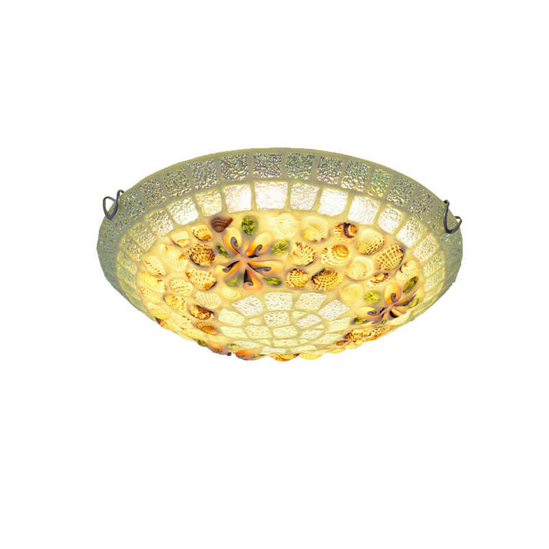 Tiffany Creative Mosaic Shells 1-Light Flush Mount Ceiling Light