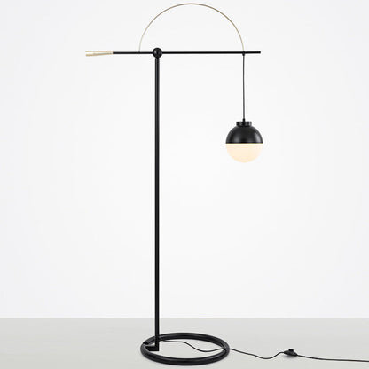 Contemporary Scandinavian Fishing Rod Iron Glass 1-Light Standing Floor Lamp For Living Room