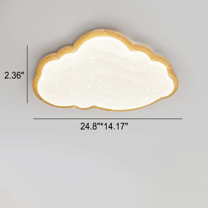 Modern Creative Pure White Cloud Star Wooden Acrylic LED Flush Mount Light