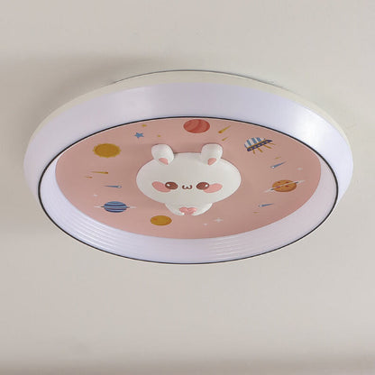 Modern Cartoon Rabbit Children's Iron LED Flush Mount Ceiling Light