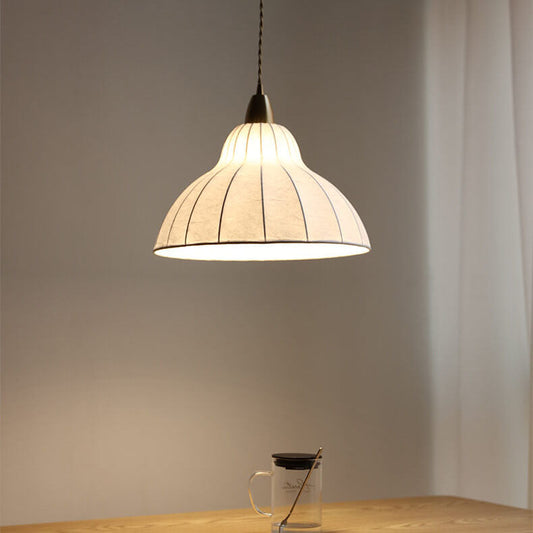 Japanese Minimalist Silk Dome 1-Light Pendant Light
