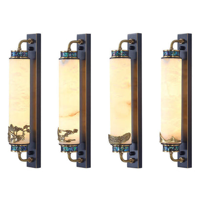 مصباح حائط LED نحاسي بعمود من الرخام الصيني الحديث