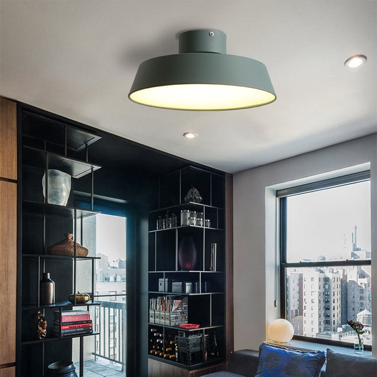 Nordic Minimalist Round Pot Iron LED Flush Mount Ceiling Light