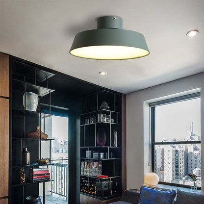 Nordic Minimalist Round Pot Iron LED Flush Mount Ceiling Light