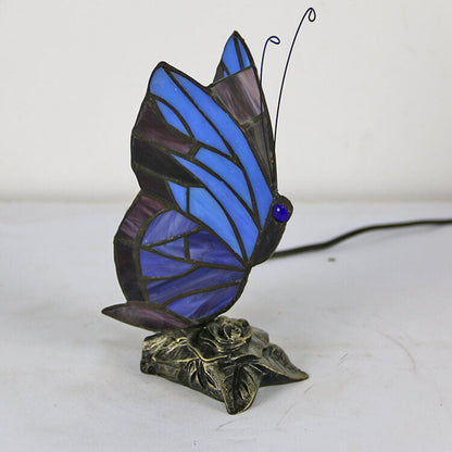 Tiffany Glass Butterfly Shape Night Light 1-Light Table Lamp