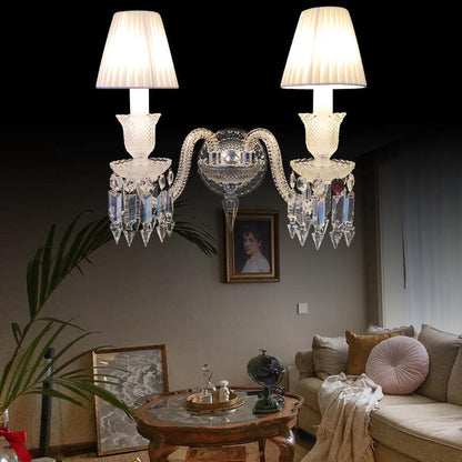 European Vintage Luxury Crystal Candelabra 2-Light Wall Sconce Lamp