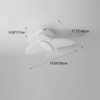 Modern Art Deco Airplane Shaped Acrylic Iron LED Semi-Flush Mount Ceiling Light For Living Room