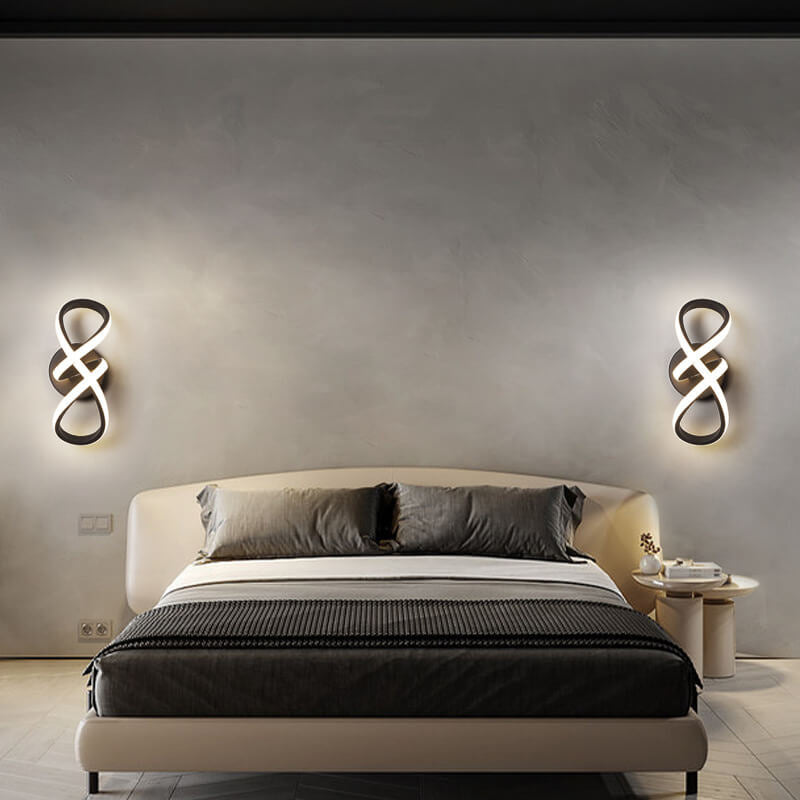 مصباح حائط LED من الألومنيوم بتصميم خط ملتوي بسيط على الطراز الاسكندنافي 