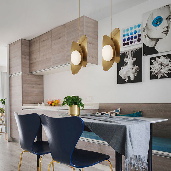 Contemporary Scandinavian Iron Glass Mock Ingot Ball 1-Light Pendant Light For Dining Room