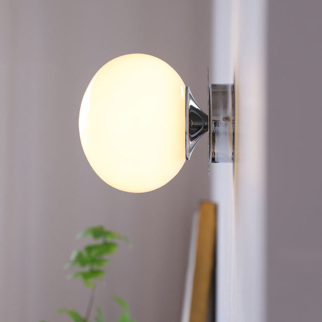 Modern Vintage Minimalist Iron Glass Round Head 1-Light Wall Sconce Lamp