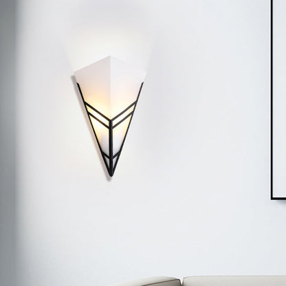 Contemporary Nordic Iron Acrylic Inverted Triangle 1-Light Wall Sconce Lamp For Living Room